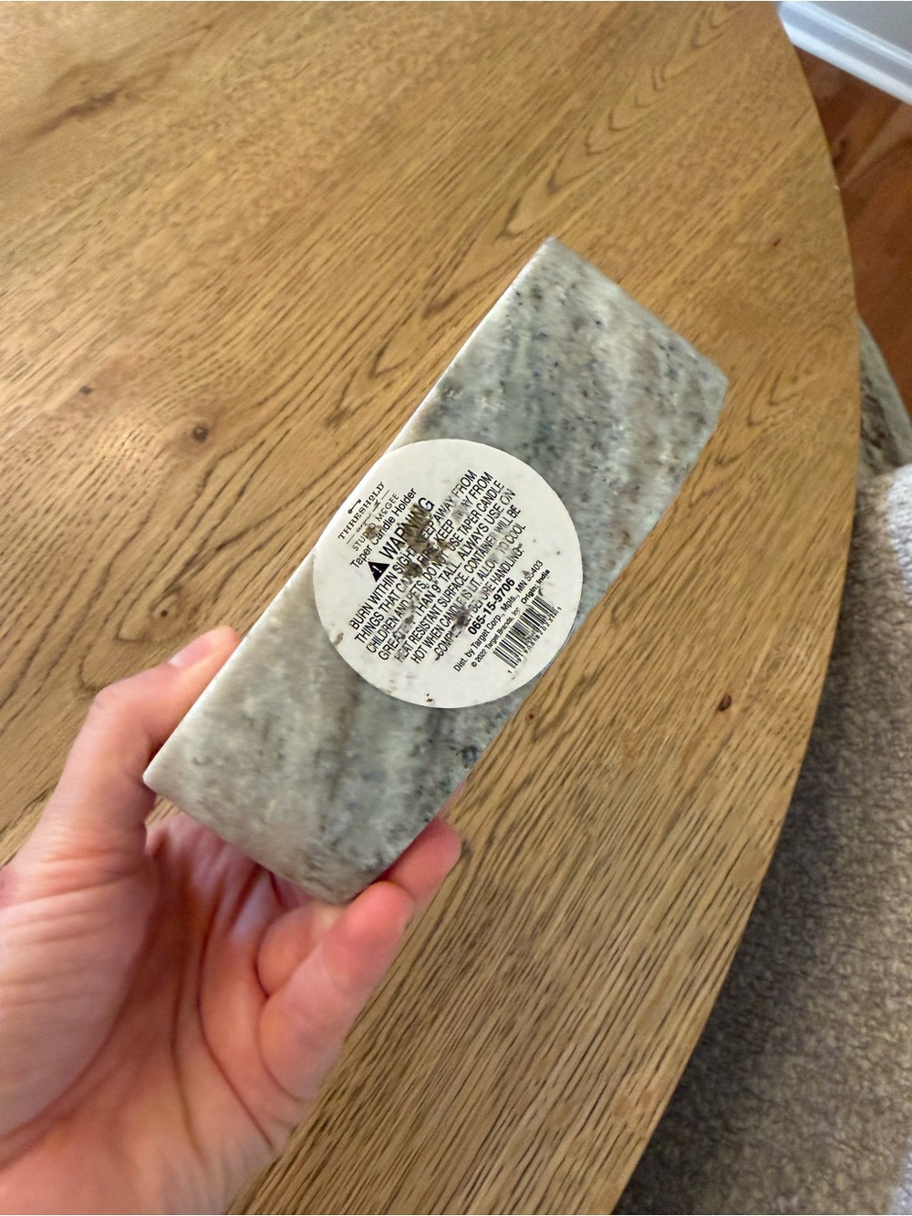 Threshold Gray Marble U-Shaped Double Taper Candle Holder - Picture 4 of 4